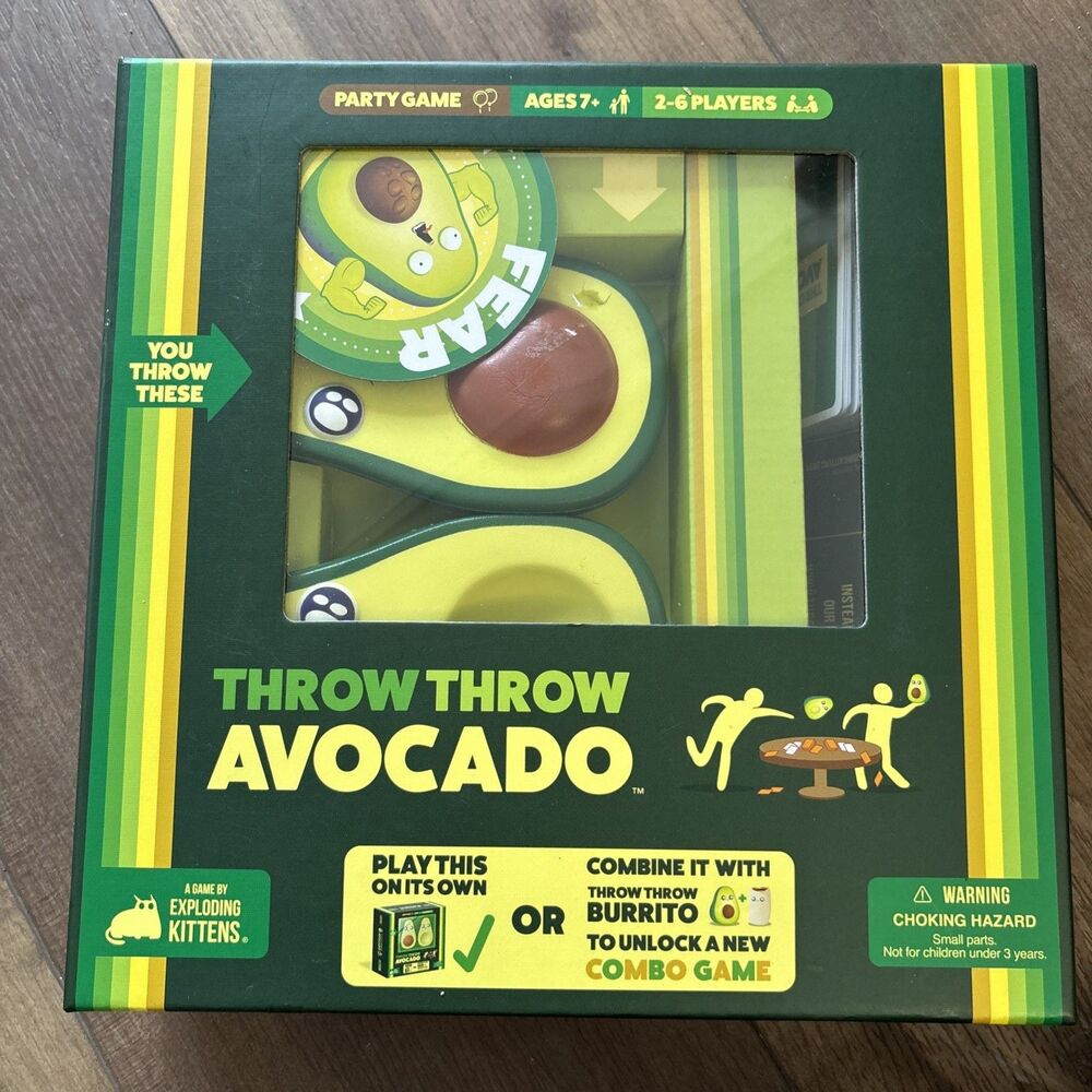 Exploding Kittens Throw Throw Avocado Card Game Family Night Ages 7 Retro - Picture 2 of 3